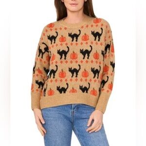 NEW Vince Camuto Cat and Pumpkin Sweater